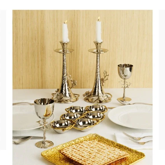 Michael Aram white orchid Silver Candle Holders - Picture 4 of 8